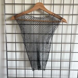 Black Mesh Sleeveless Knit Top